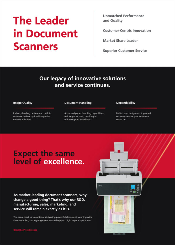Screen shot of Ricoh website highlighting the excellence of their printers